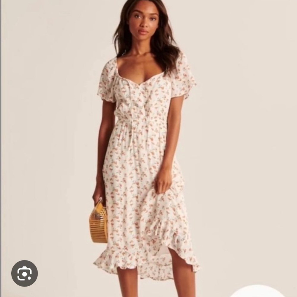 Abercrombie & Fitch Peach Print Midi Dress Size Large